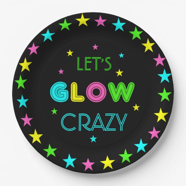 Glow in the Dark Black light Party Plates (Front)