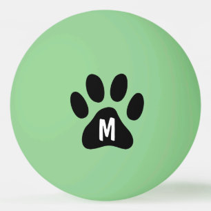 Glow in the dark dog paw print ping pong balls