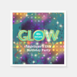 Glow in the dark kids neon party fun napkin