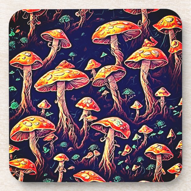 Glow in the Dark Magic: Bioluminescent Mushroom Coaster (Front)