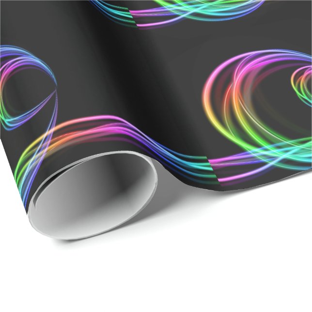 Glow In The Dark Neon Circles Wrapping Paper (Roll Corner)