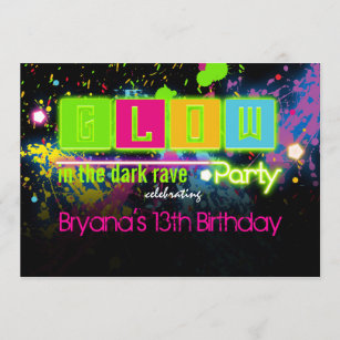 Glow in the Dark Blacklight Party Invitation