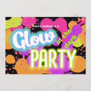 Glow in the dark paint splatter party invitation