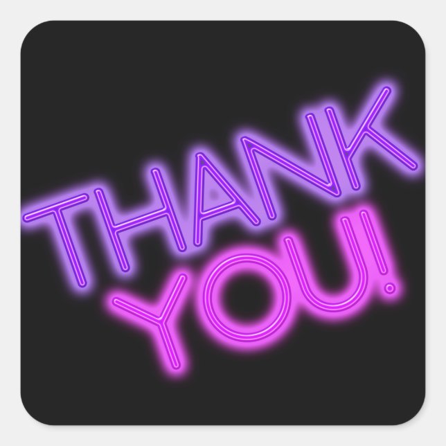 Glow in the Dark Thank You Square Sticker (Front)