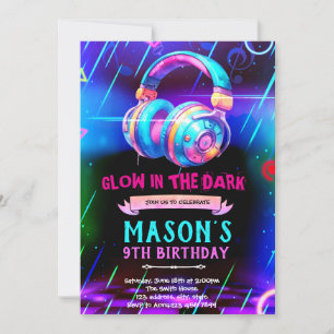Glow music dance party invitation