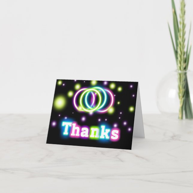 Glow Neon Letters THANKS thank you Fold Card (Front)