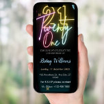 Glow Neon Light 21th Birthday Invitation<br><div class="desc">Neon 21st birthday invitations

21th Birthday Invitation for all,   Editable Template,  21 Bday Invites,  Neon Light,  Digital File,  Instant Download</div>