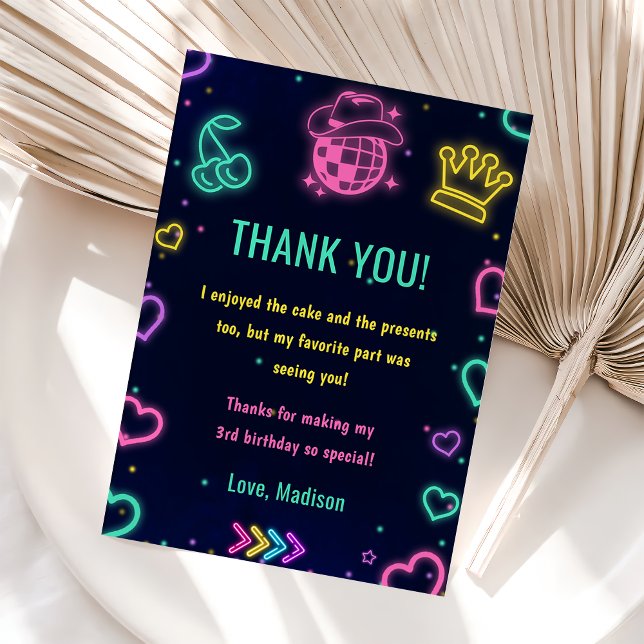Glow Neon Lights Birthday Party Invitation (Creator Uploaded)