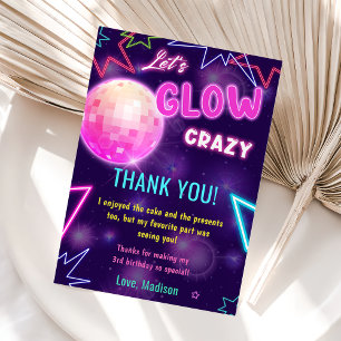 Glow Neon Lights Birthday Party Thank You Card