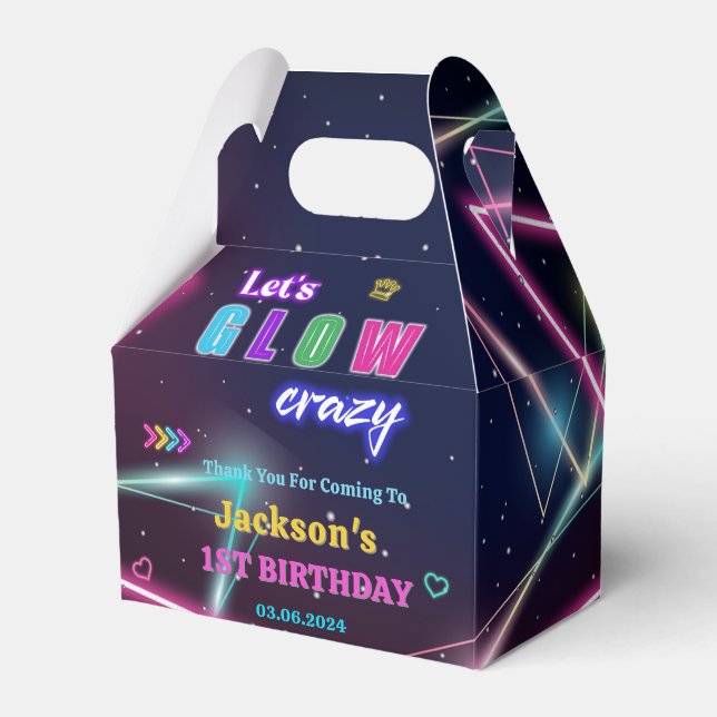 Glow Neon Lights Thank You Birthday Party Favour Box (Front Side)