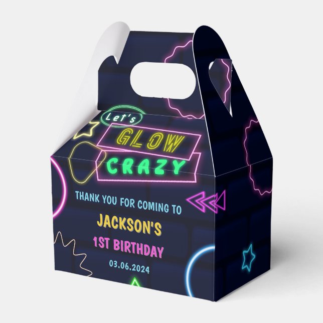 Glow Neon Lights Thank You Birthday Party Favour Box (Front Side)