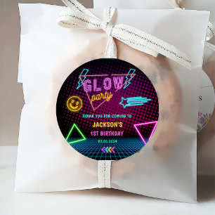 Glow Neon Lights Thank You Birthday Party Favour Tags