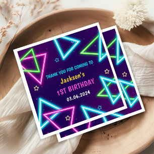 Glow Neon Lights Thank You Birthday Party Napkin
