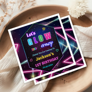Glow Neon Lights Thank You Birthday Party Napkin