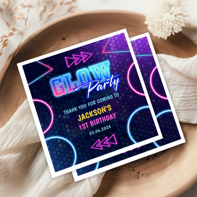 Glow Neon Lights Thank You Birthday Party Napkin (Creator Uploaded)