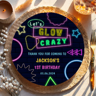 Glow Neon Lights Thank You Birthday Party Paper Plate