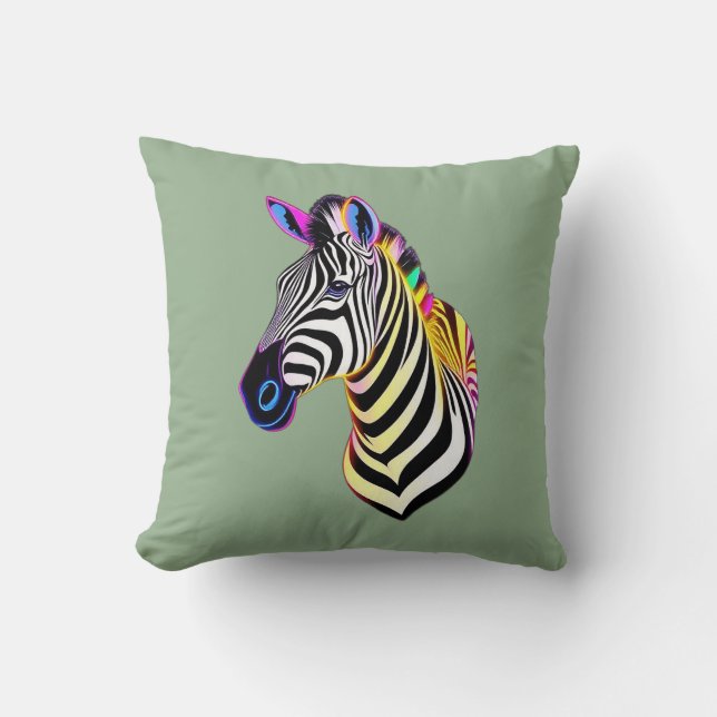 Glow Neon Zebra Cushion (Front)