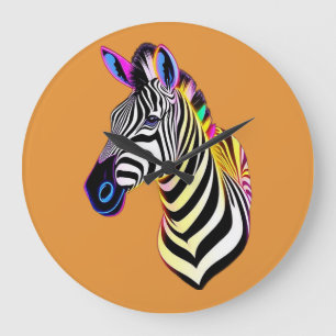 Glow Neon Zebra Large Clock