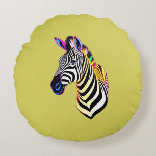 Glow Neon Zebra Round Cushion