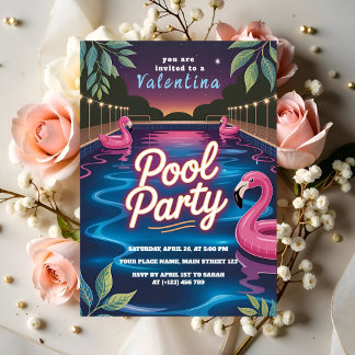 Glow Night Pool Party Birthday Invitation