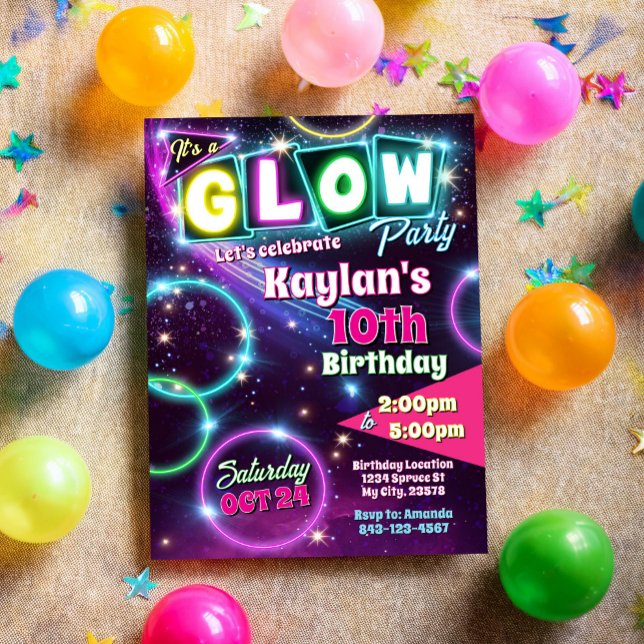 Glow party birthday invitation (Creator Uploaded)