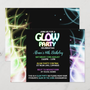 Glow Party Birthday Invitations