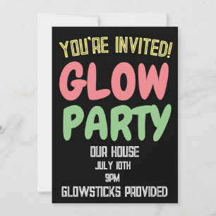 GLOW PARTY BIRTHDAY KIDS CUSTOM INVITATIONS