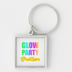 Glow Party Brother Retro 80s Birthday Gift Key Ring