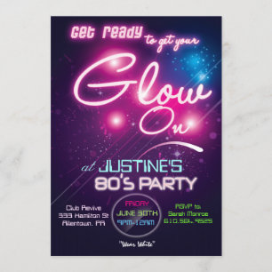 Glow Party Eighties 80s Invitation