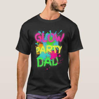 Glow Party Squad Dad Paint Splatter Glow Party Mat T-Shirt