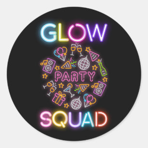Glow Party Squad Neon Lights Birthday Anniversary  Classic Round Sticker