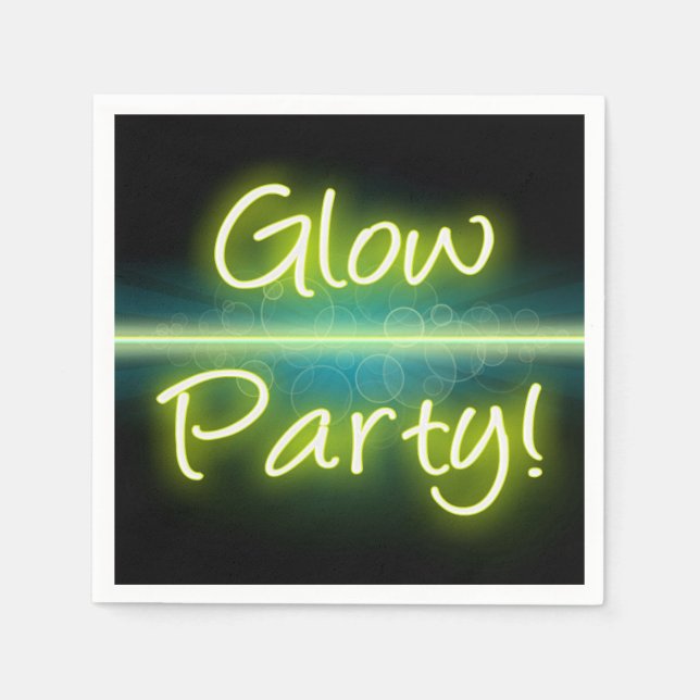 Glow Party, Yellow/Green Blacklight Napkin (Front)