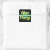 Glow Party, Yellow/Green Blacklight Square Sticker (Bag)