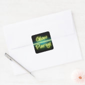Glow Party, Yellow/Green Blacklight Square Sticker (Envelope)