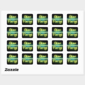 Glow Party, Yellow/Green Blacklight Square Sticker (Sheet)