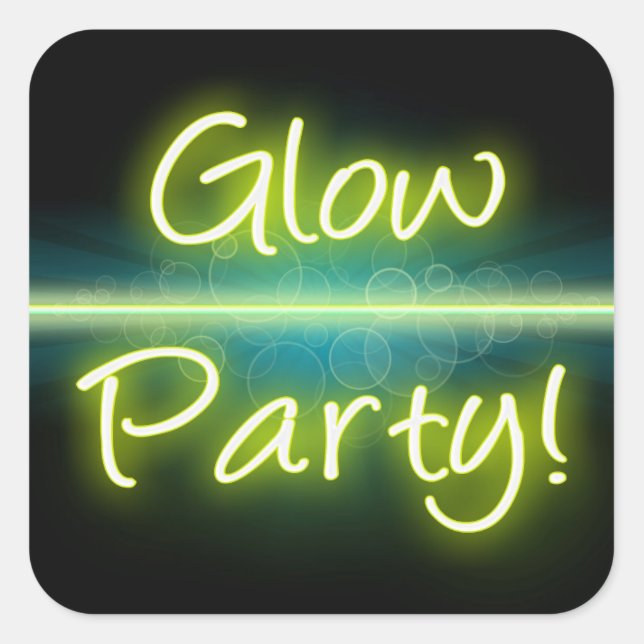 Glow Party, Yellow/Green Blacklight Square Sticker (Front)