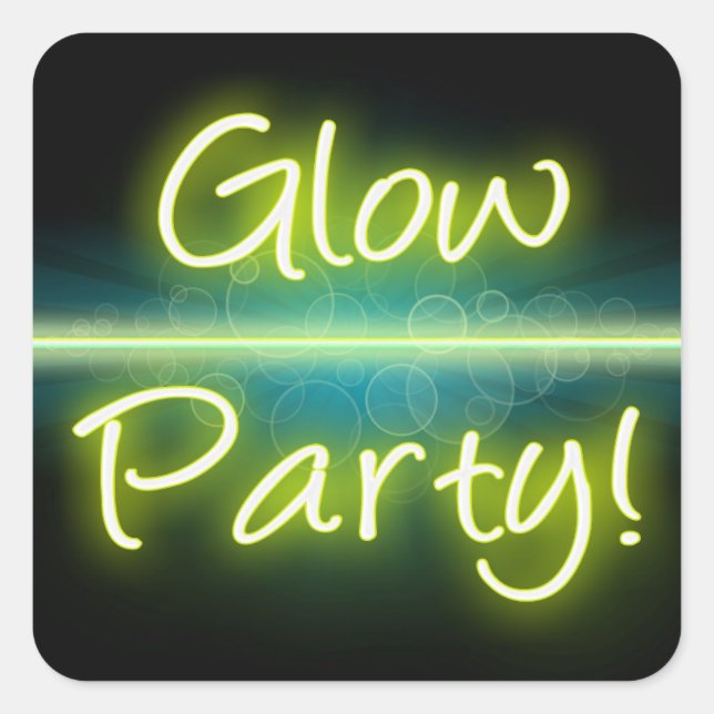 Glow Party, Yellow/Green Blacklight Square Sticker (Front)