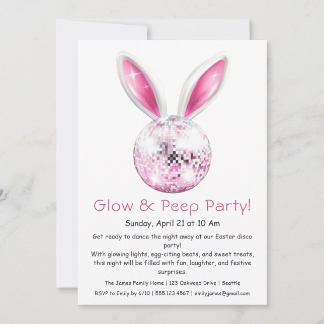 Glow & Peep Party – Easter Disco Invitation (Front)