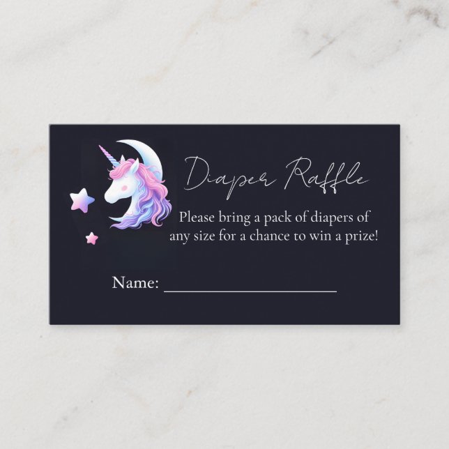 Glow Space Royal Pony Unicorn Baby Girl Shower Enclosure Card (Front)
