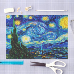 Glow Starry Night Celestial Neon Landscape Design Tissue Paper