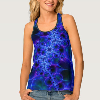 Glow Stars | Blue and White Fractal Art Tank Top