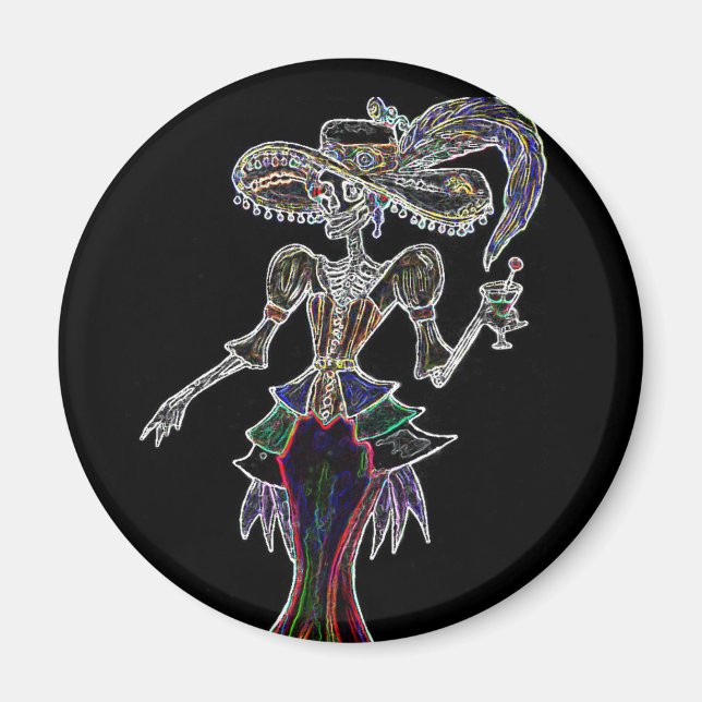 Glow Steampunk Catrina Magnet (Front)