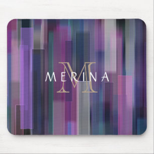 Glow Striped Pattern Monogram Personalise Mouse Mat