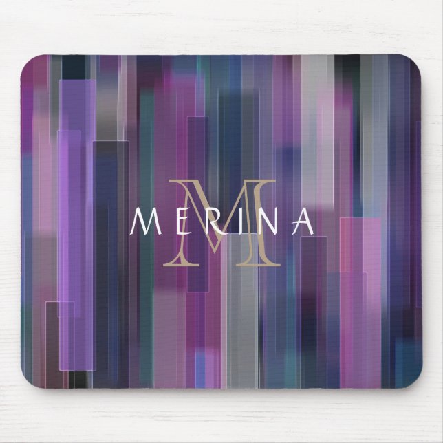 Glow Striped Pattern Monogram Personalise Mouse Mat (Front)