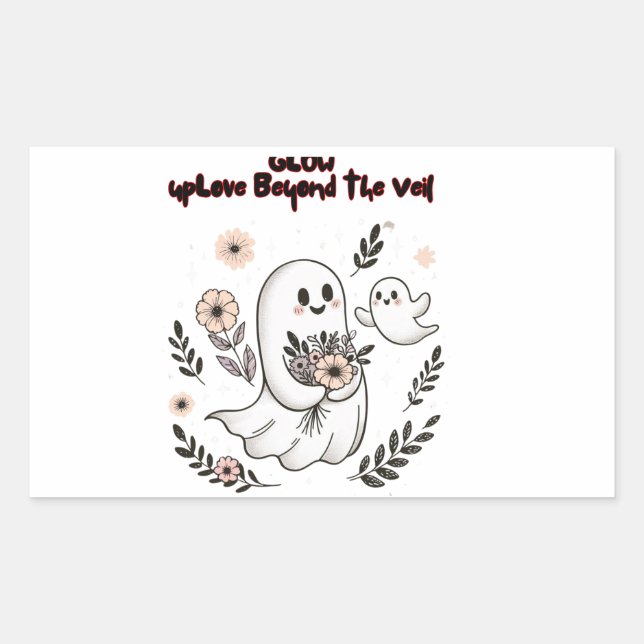 Glow up Love Beyond the Veil – Cute Ghost Mom Art Rectangular Sticker (Front)