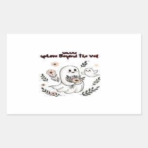 Glow up Love Beyond the Veil – Cute Ghost Mom Art Rectangular Sticker