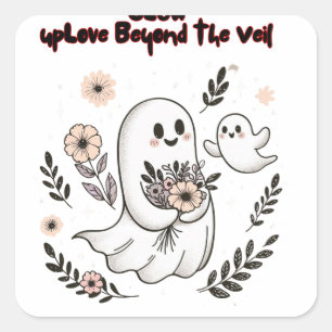 Glow up Love Beyond the Veil – Cute Ghost Mom Art Square Sticker