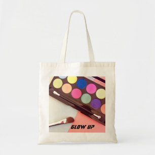 glow up, make up, eyeshadow, pink, bright, vivid, tote bag