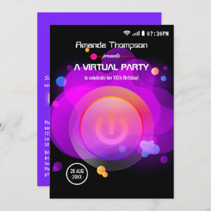 Glow Virtual Birthday Party Invitation