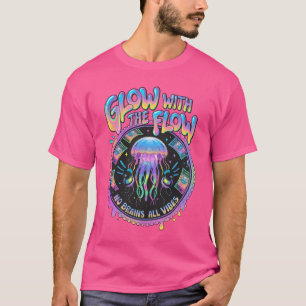 Glow With The Flow Jellyfish Vaporwave Aesthetic T-Shirt